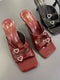 Double Straps Slid On Open Toe High Heel